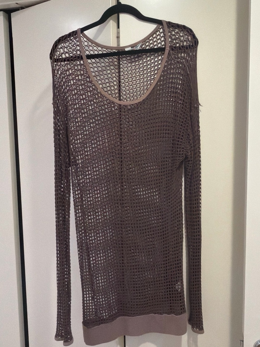 Hard Tail Open Crochet Top in Mauve